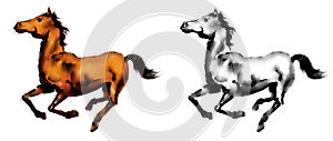 Running Horse Watercolor Style Digital Artwork