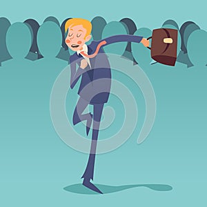 Running Hurry for Meeting Businessman Retro