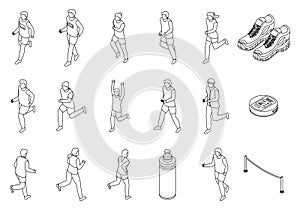 Running icons set outline vector