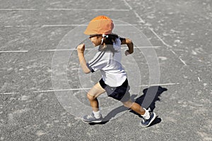 Running Japanese girl in sportswear