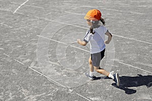 Running Japanese girl in sportswear