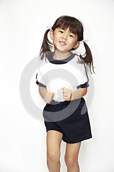 Running Japanese girl in sportswear