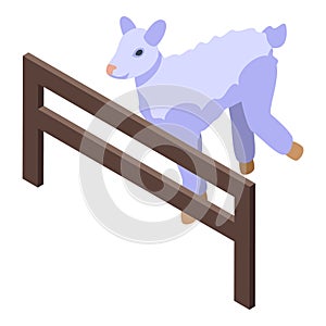 Running lamb icon isometric vector. Baby sheep
