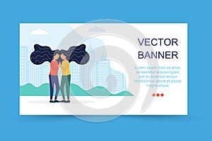 Running landing page template. Two Sisters. flat vector illustrations two happy twins loving and supporting each other