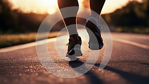 running legs shoes Close athlete road vector sunset illustration healthy life silhouette art sport design music grunge people