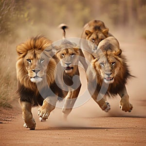 running lion illustration background