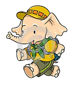 Running little baby elephant. Scout