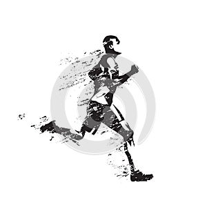 Running man, abstract isolated vector silhouette. Run, sprinting athlete