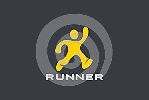 Running Man Abstract Sport Delivery Logo vector. R