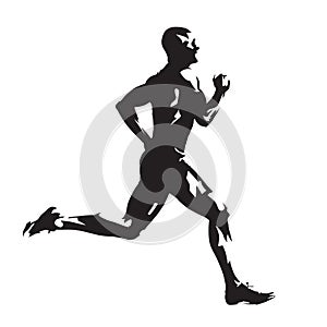 Running man, abstract vector silhouette