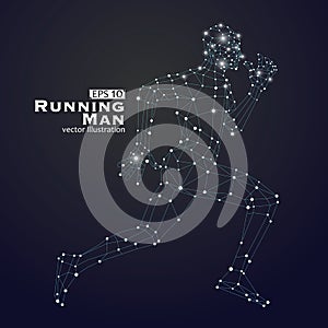 Running Man, dots and lines connected together, a sense of science and technology vector illustration.