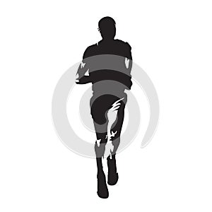Running man, front view, isolated vector silhouette. Run. Ink dr