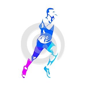 Running man, geometric vector silhouette