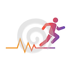 Running man with line ecg heartbeat icon, Healthy cardio pulse stronger