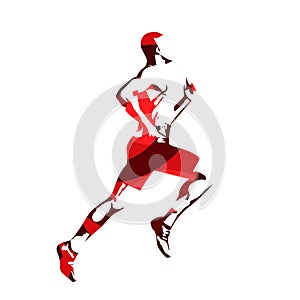 Running man, red abstract vector silhouette