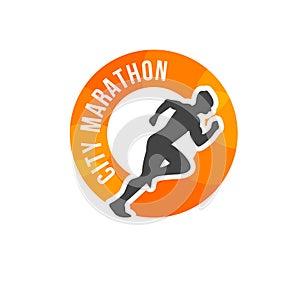 Running man silhouette, marathon