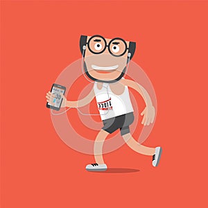 Running Man With Sport Activity Tracking Application