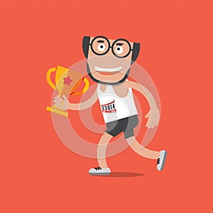 Running Man With Trophy Vector