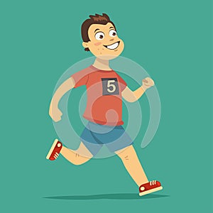 Running man vector cartoon fitness illustration