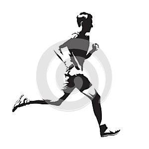 Running man vector sketch, abstract silhouette