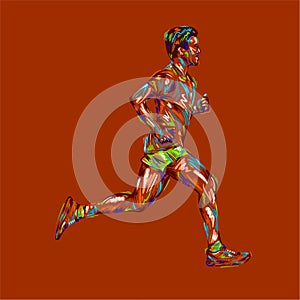 Running marathon, people man run, colorful poster. Vector illustration hand drawin sketch design poster photo