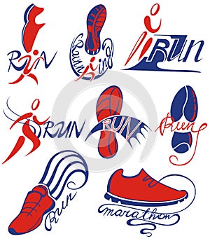 Running marathon symbols. Vector Illustration