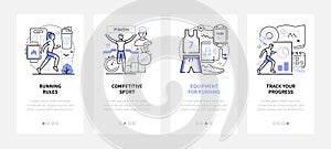 Running - modern line design style web banners