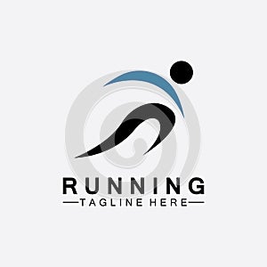 Running people logo symbol vector illustration design.Healthy running marathon athletes sprinting vector logo