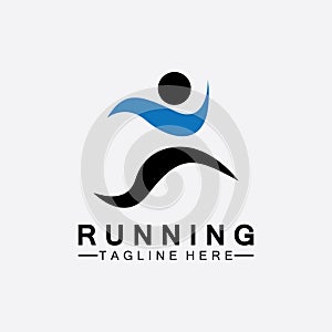 Running people logo symbol vector illustration design.Healthy running marathon athletes sprinting vector logo