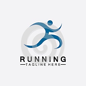 Running people logo symbol vector illustration design.Healthy running marathon athletes sprinting vector logo