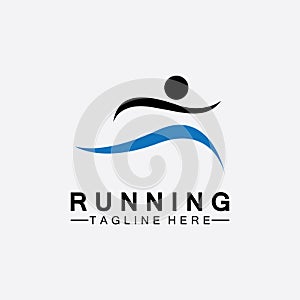 Running people logo symbol vector illustration design.Healthy running marathon athletes sprinting vector logo