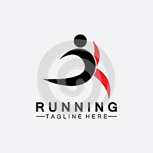 Running people logo symbol vector illustration design.Healthy running marathon athletes sprinting vector logo