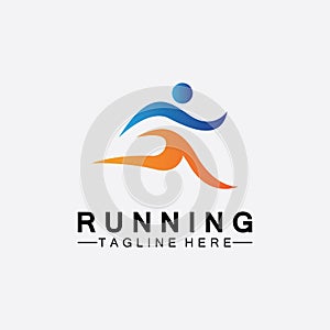 Running people logo symbol vector illustration design.Healthy running marathon athletes sprinting vector logo