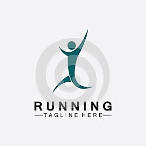 Running people logo symbol vector illustration design.Healthy running marathon athletes sprinting vector logo