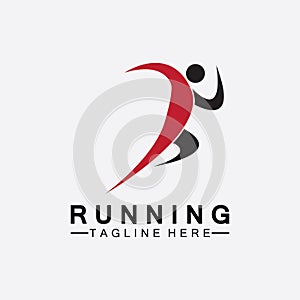 Running people logo symbol vector illustration design.Healthy running marathon athletes sprinting vector logo