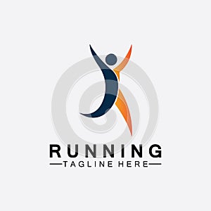 Running people logo symbol vector illustration design.Healthy running marathon athletes sprinting vector logo