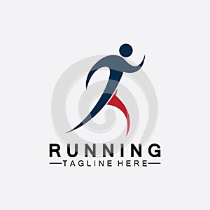 Running people logo symbol vector illustration design.Healthy running marathon athletes sprinting vector logo