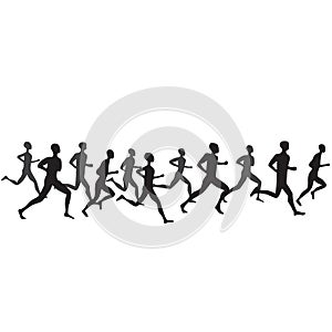 running people set of silhouettes, sport and activity background vector
