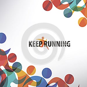 Running people set of stylized icons background