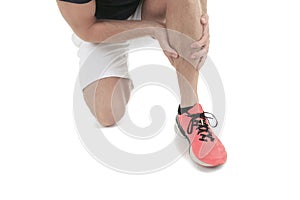 Running physical injury, leg muscle pain in studio