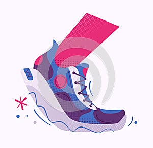 Running poster. Cartoon vector illustration. Flat style