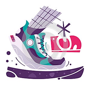 Running poster. Cartoon vector illustration. Flat style