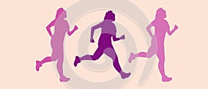 Running progress, african person jogging, silhouette vector stock illustration with woman sport and activity, runner at marathon