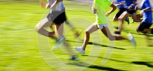 Running Race on Grass Blur Fast Runner Competition