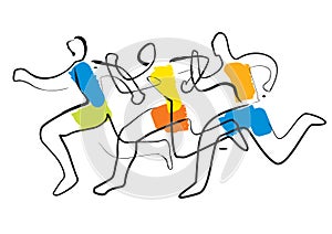 Running race marathon,jogging line art stylized.