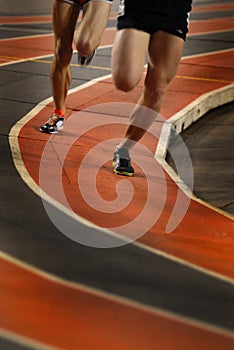 Running a Race on a Track Sports Competition Indoor Run