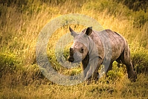 Running rhino cub