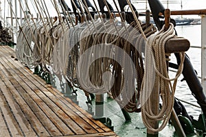 Running rigging of a sailing ship