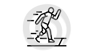running runner handicapped athlete line icon animation
