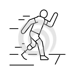 running runner handicapped athlete line icon vector illustration